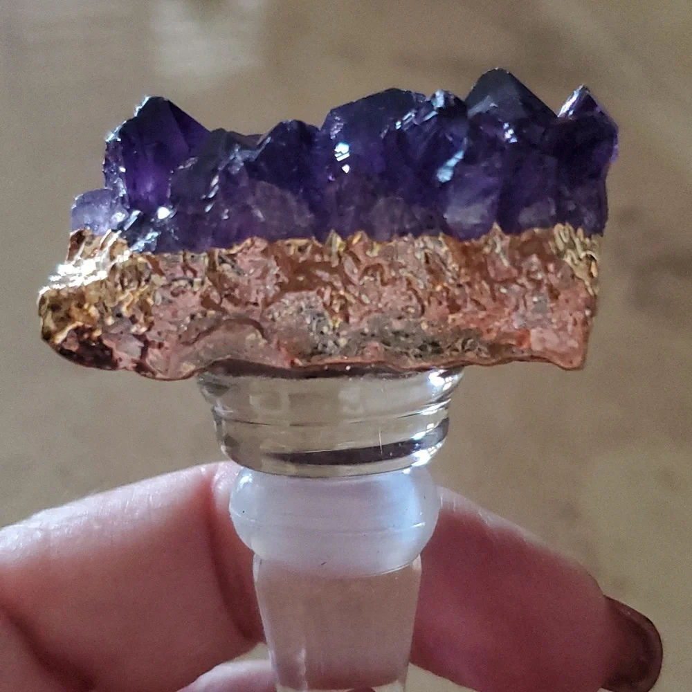 Genuine Amethyst Crystal Bottle Stopper nwot